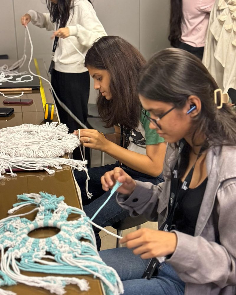 Fashion design students learning textile techniques at NIF Global Mumbai fashion design institute in Mumbai